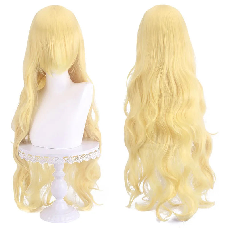 Diagonal Bangs Curly Long Wave Wig for Women Heat-resistant Fiber Synthetic Wig for Daily Cosplay