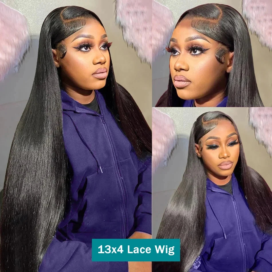 200 Density Straight 13x6 HD Black Lace Frontal Wigs 5x5 Glueless 30 40 Inch 13x4 Lace Front Human Hair Wig Bone Closure Wear Go