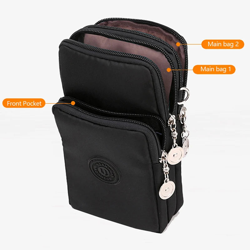 New Women Mobile Phone Bag Nylon Cell Phone Bag Coin Purse Strap Shoulder Bag Small Crossbody Bags for Women Wallet Travel Purse