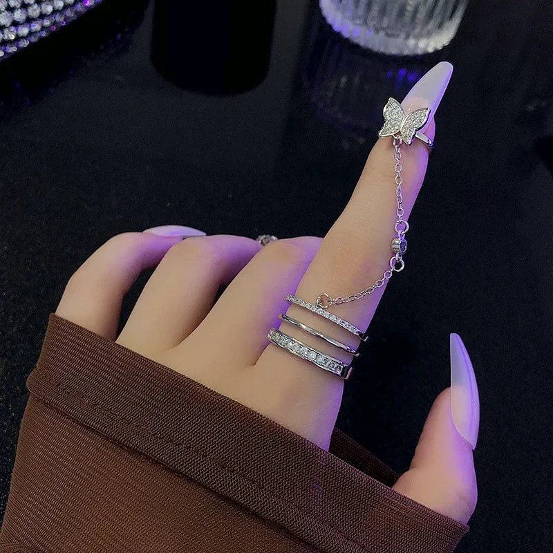 New Fashion Creative Geometric Leaf Wave Hollow Ring Set 11 Pcs for Women Men Simple Knuckle Ring Charm Wedding Party Jewelry