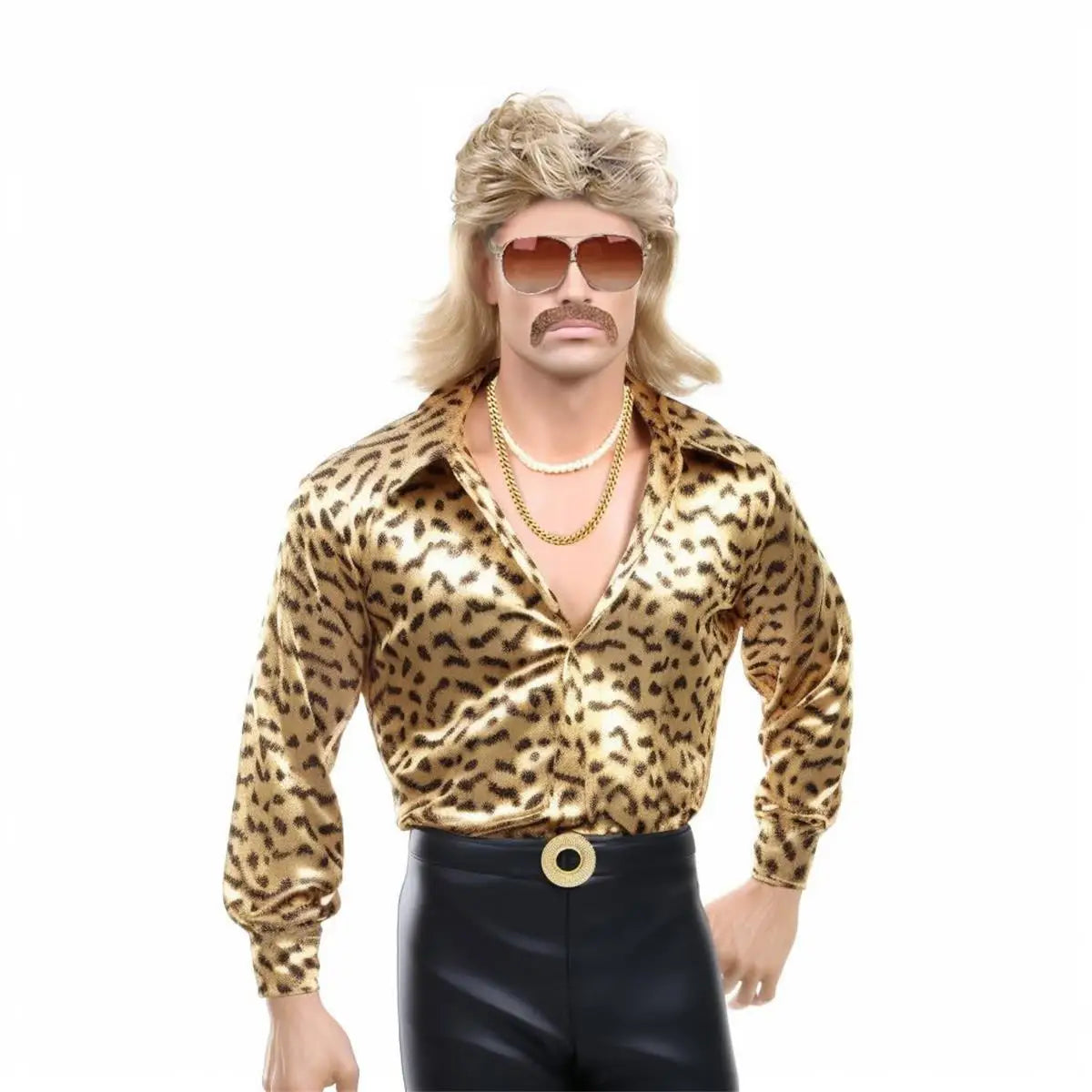 Men's Golden Brown Rock Synthetic Wig High Quality Halloween Costume Accessory Dress up Hippie Wig for Adults