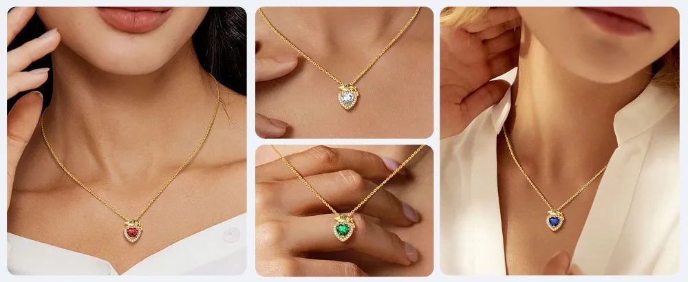 U7 2025 Graduation Necklaces for Women Bachelor Cap Clear White A+++ CZ Heart Birthstones Jewelry Gift for Daughter Girlfriend