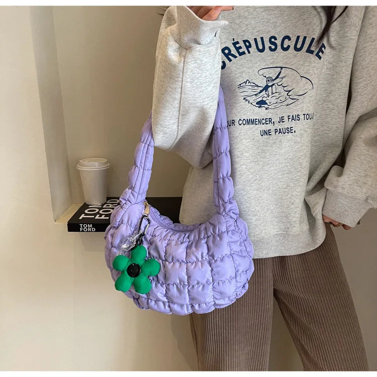 Women's Bag Korean Version Sweet Girly Style Shoulder Bag Fashion Casual Bubble Dumpling Bag Fold Cloud Bag Fashion Exquisite