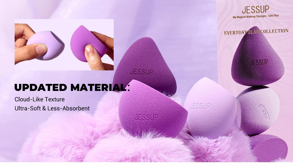 Jessup Makeup Sponge Set, 3pcs Make up Sponges for Face Foundation Concealer Contour and Blusher, Purple SP017