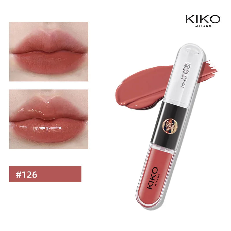 Hot Kiko Double Headed Lipstick Transparent Mirror Lip Gloss Non Fading Oil Sexy Rich Lip Gloss Milk Tea Bean Paste Naked Makeup