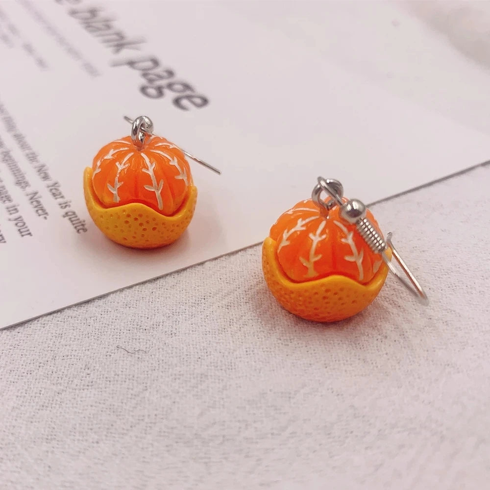 2025 New Fashion Orange Pendant Earrings Quality Drop Earrings for Girls Women Children Party Birthday Gift Lovely Jewelry