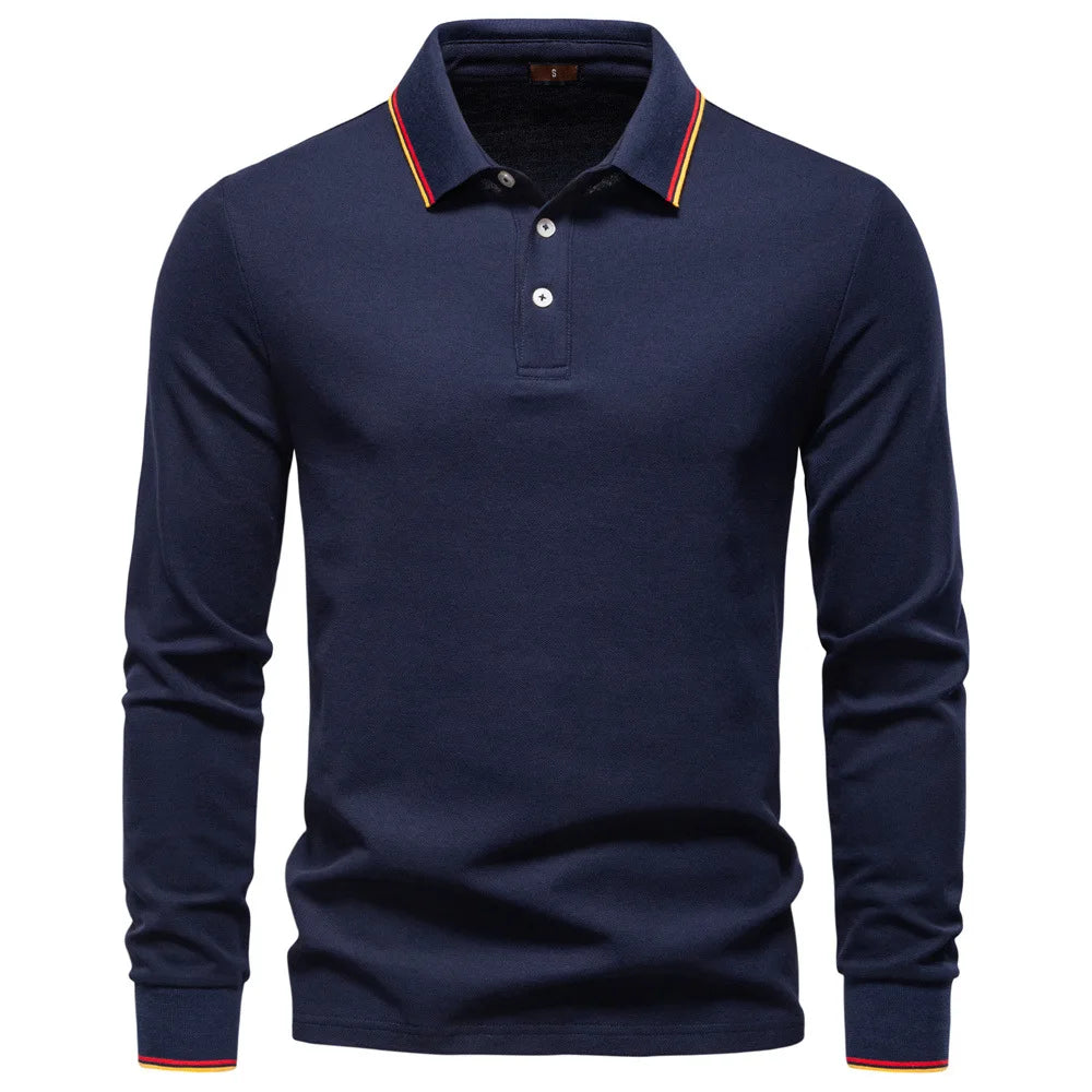 2025 New Men's Polo Shirts for Men Cotton Solid Color Long Sleeve Lapel Polo Desinger High Quality Male T-Shirt Dropshipping