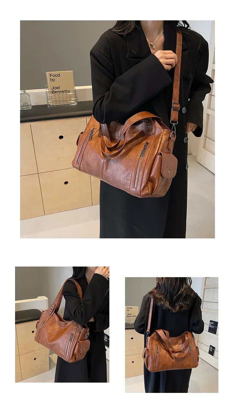 Soft Interior Compartment Shoulder Bags 2024 High Quality Contrasting Colors Bags for Women Fashion Zipper Pu Women's Handbags
