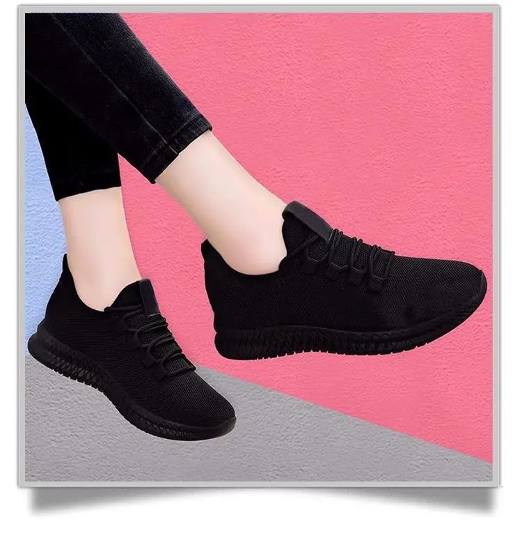 Women's Breathable Non-slip Platform Fashion New Casual Shoes Korean Running Shoes Black Sneakers Shoes for Women 2024 Autumn