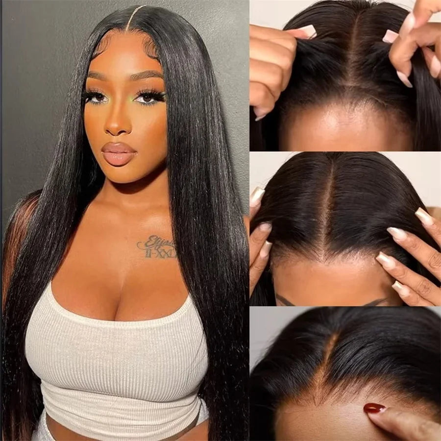 13x4 Ready to Wear and Go Lace Glueless Wigs Transparent Straight Pre Cut Lace Front Human Hair Wigs 4X4 Closure Wig Pre Plucked