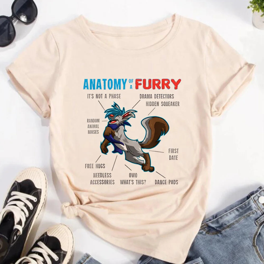 Furry tshirt women manga Japanese t-shirts girl y2k 2000s clothes