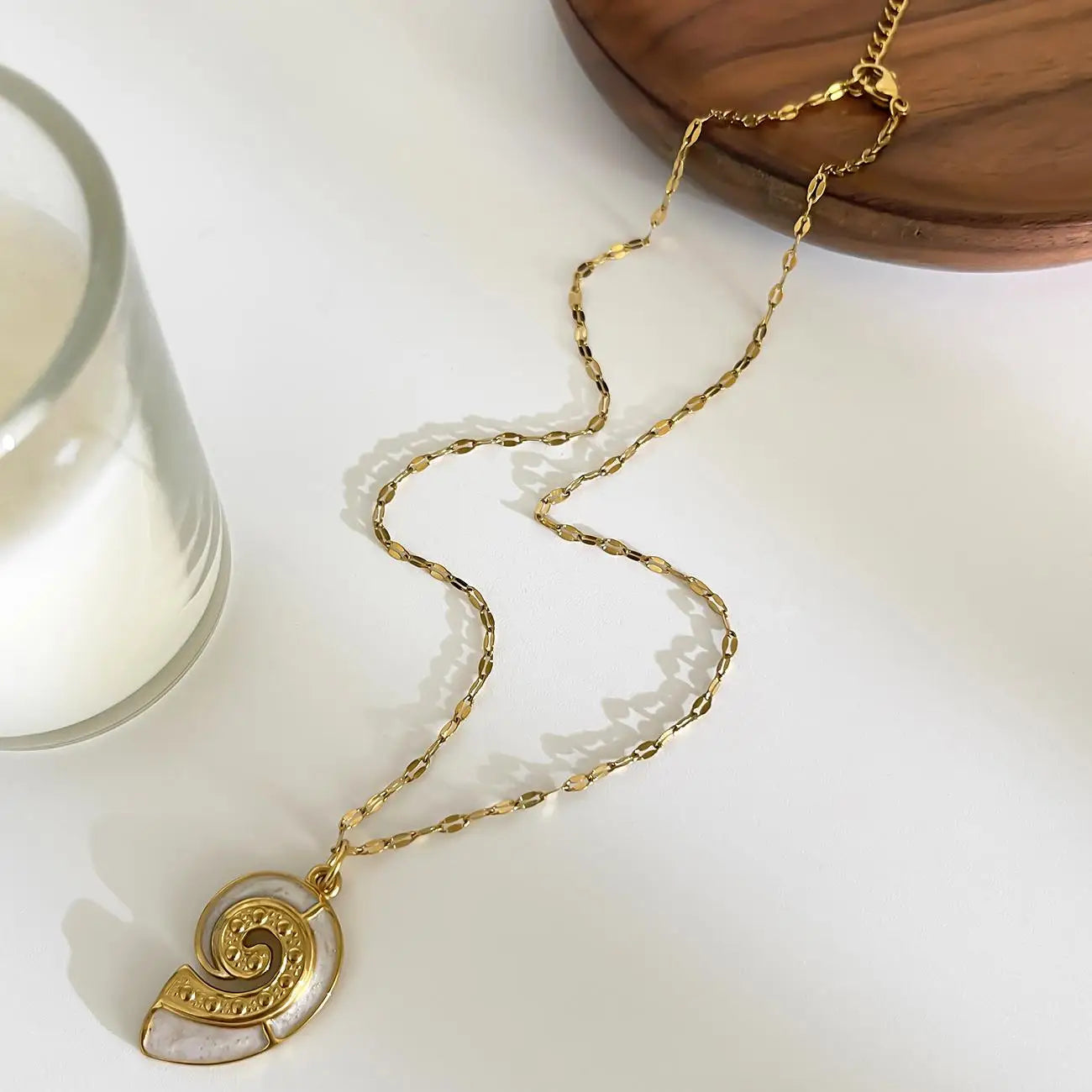 MHS.SUN Starfish Shell Conch Pendant Necklaces For Women Men Stainless Steel Trendy Chain Choker Beach Jewelry Summer Party