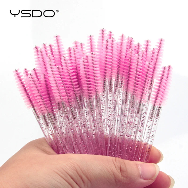 YSDO Good Quality 5/50 Pcs Crystal Eyelash Makeup Brushes Diamond Handle Mascara Wands Eyelash Extension Tools