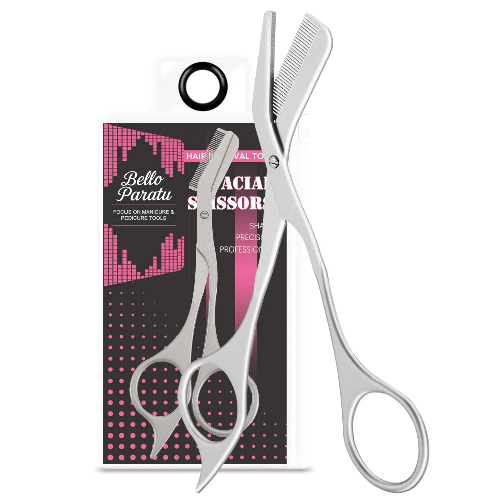 1Pcs Eyebrow Trimming Scissors with Combs Professional Eyebrow Trimmer Stainless Steel Grooming Eyebrow Shaping Scissors Tools