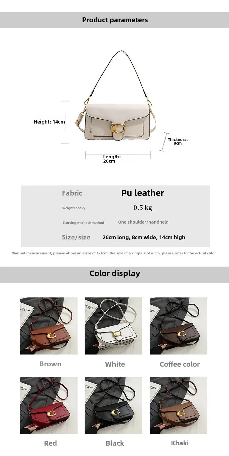 2025 New Women's High-End Pure Color Simple Square Bag Multi-Layer Commuting Single Shoulder Bag Neutral Minimalist Style