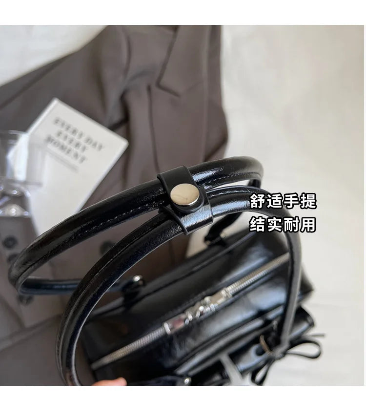 Vintage Women Business Shoulder Bags Simple Ladies Commute Tote Bag Pu Leather Female Underarm Bag Burgundy Large Handbags Purse