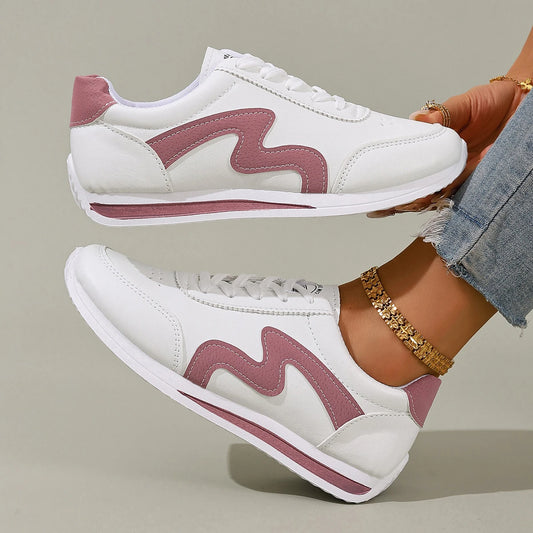 New Women Casual Walking Shoes Summer Flat Lace Up Breathable Sneakers Fashion Casual Flat Sneakers for Women