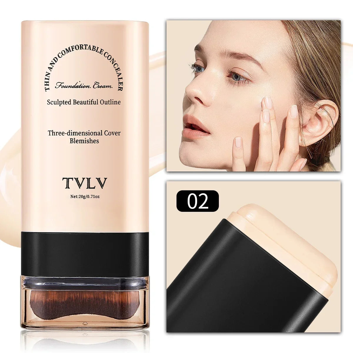TVLV eraser foundation make-up stick 20g, with brush to brighten skin liquid foundation, long-lasting makeup concealer