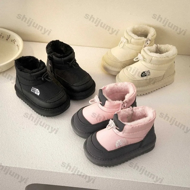 Children's Snow Boots Winter Boys Plush Thicken Platform Cotton Shoes Comfortable Girls Warm Waterproof Fashion Warm Plush Shoes