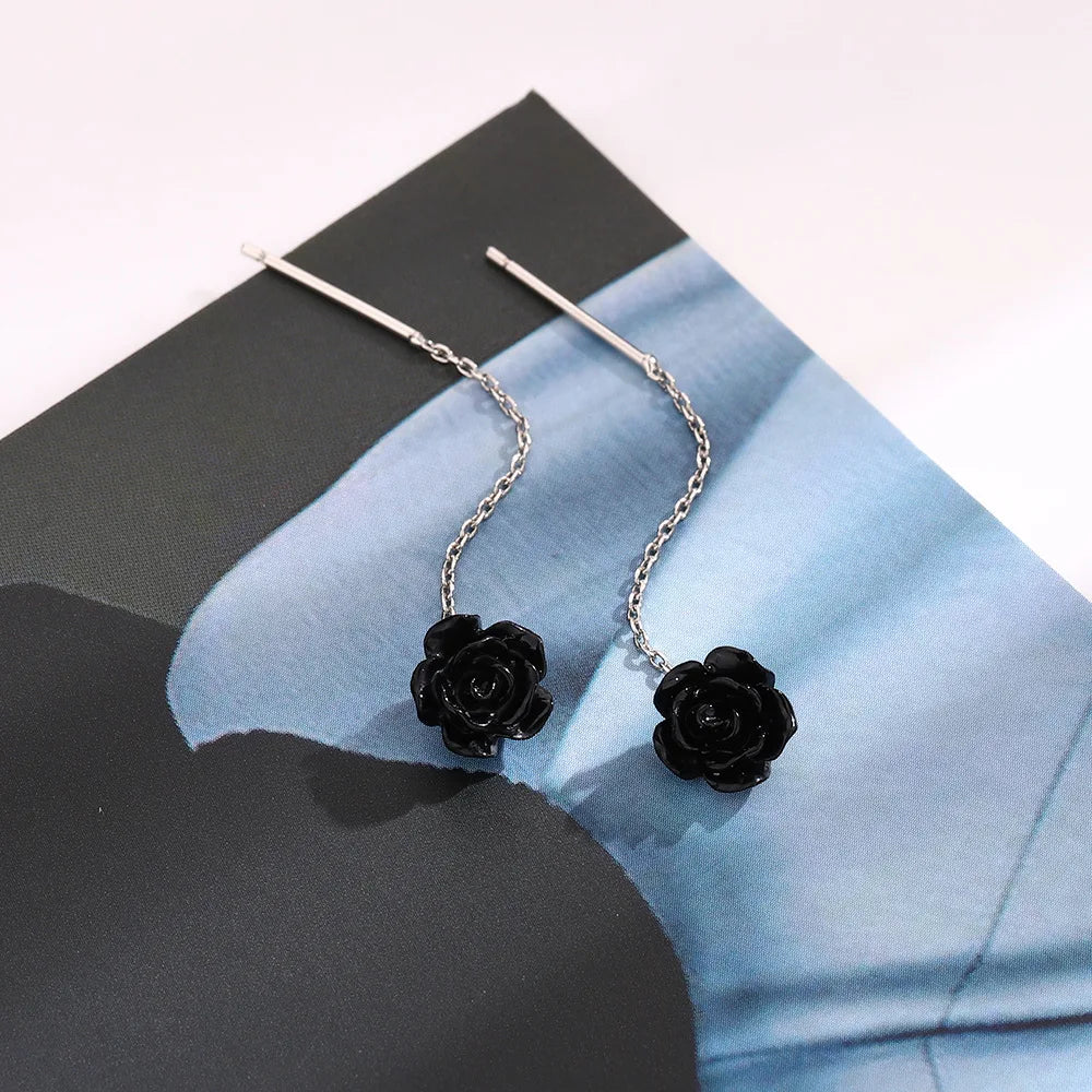 European and American Black Drop Tassel Long Earrings 2025 New Fashion Party Luxury Accessories For Womens Temperament Jewelry