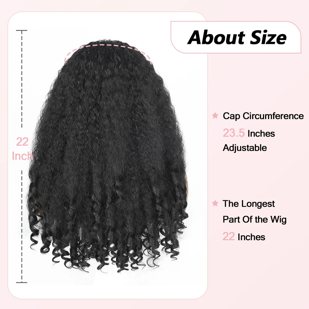 Afro Curly Synthetic Lace Wig For Black Women 200% Density Kinky Straight HD Transparent Lace Front Wigs with Bouncy Curly Ends