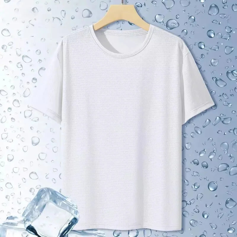 Quick Dry Ice Silk Men's T-Shirt Thin Sport Long Sleeve Loose Fitness Training Running Clothes New Style Summer Breathable Top