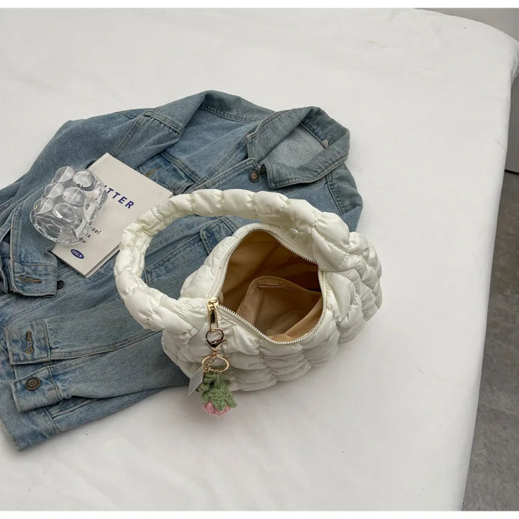 Women's Bag Korean Version Sweet Girly Style Shoulder Bag Fashion Casual Bubble Dumpling Bag Fold Cloud Bag Fashion Exquisite