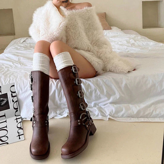 Spring Knee Length Stockings for ladies White Pile Socks Fashion GIrls JK Slimming Boots Sock Japanese Calf Sock Cotton Footwear