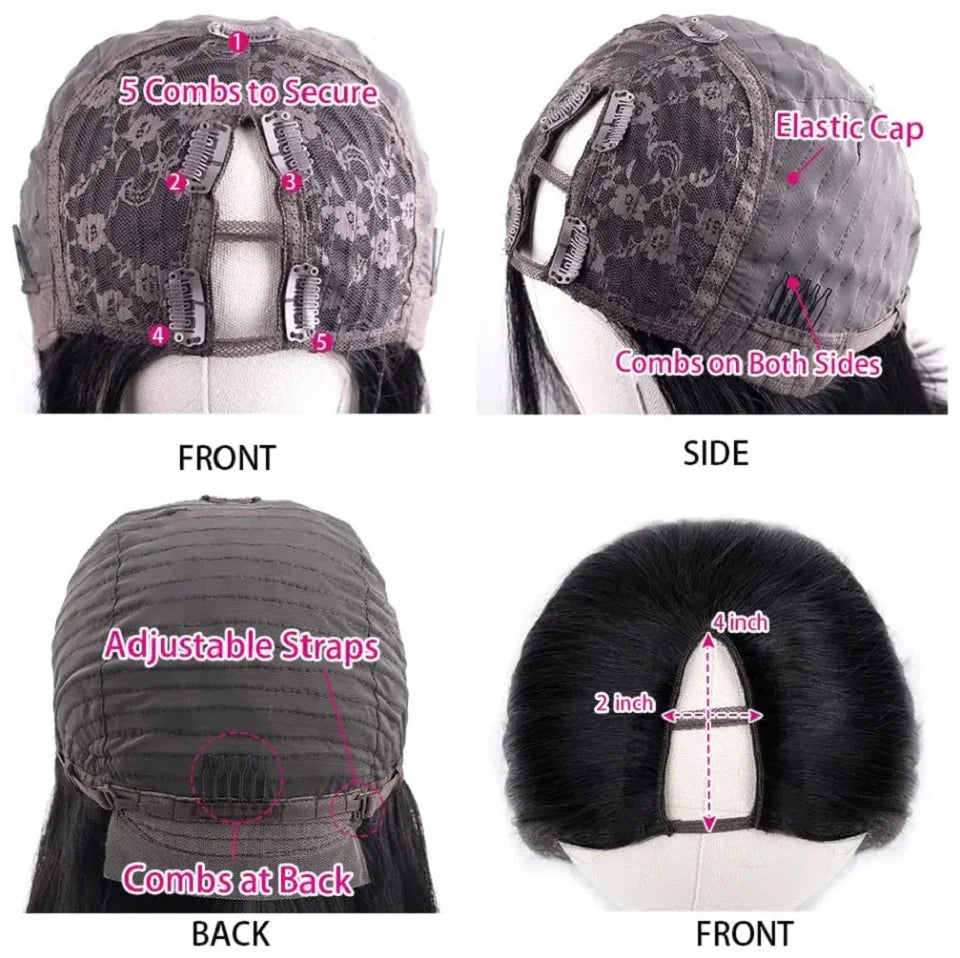 U V Part Wig Human Hair 100% Remy Raw Human Hair 32 34 Inch 250% No Glue  Brazilian Loose Wavy V Part Human Hair Wigs for Women