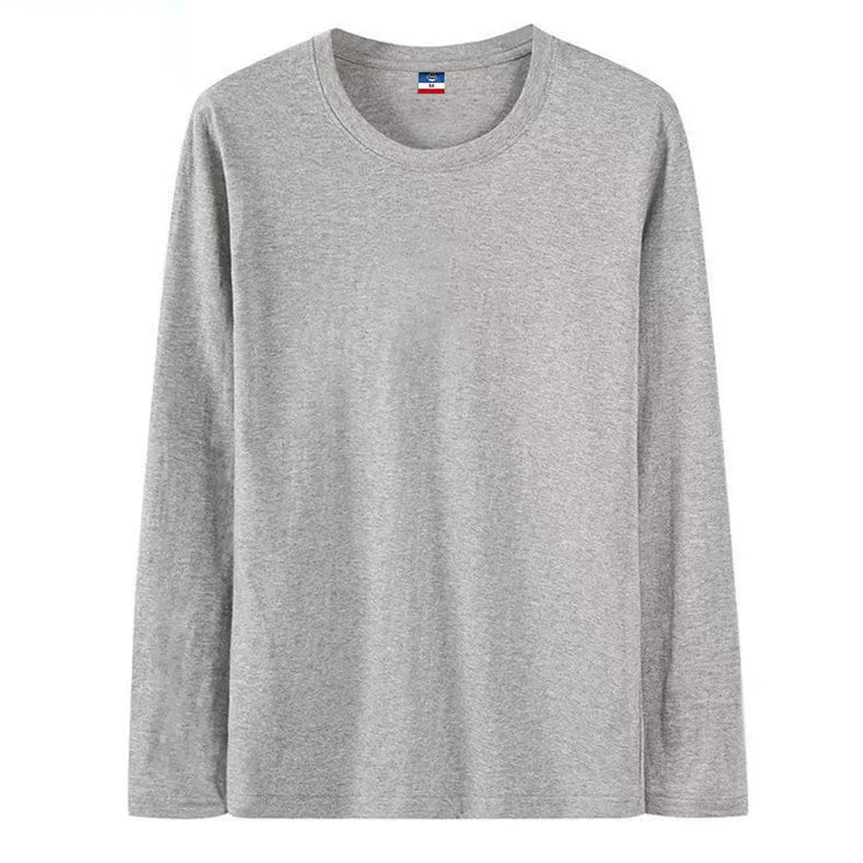 Fast Delivery T-Shirts Men Long Sleeves Tee Tops Male Autumn Plain Cotton Tshirts Plus Size 4XL 5XL Undershirts Man Clothing