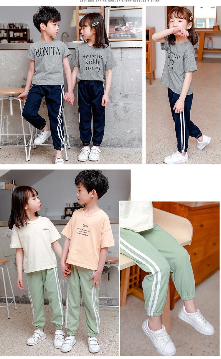 Summer Boys and Girls Thin Pants Kids Sport Wear Trousers Children's Clothes Comfortable Breathable Candy Color Pants