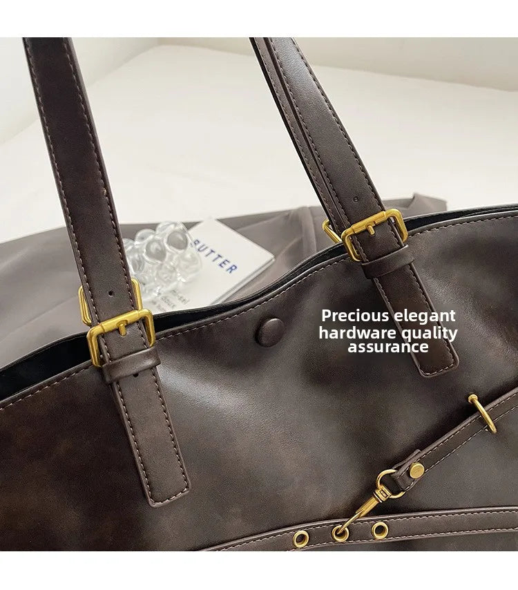 Large Capacity Winter Lady Shoulder Bag Vintage Casual Girl Tote Bags Y2K Pu Leather Female Handbags Women's Commuter Bag Purse