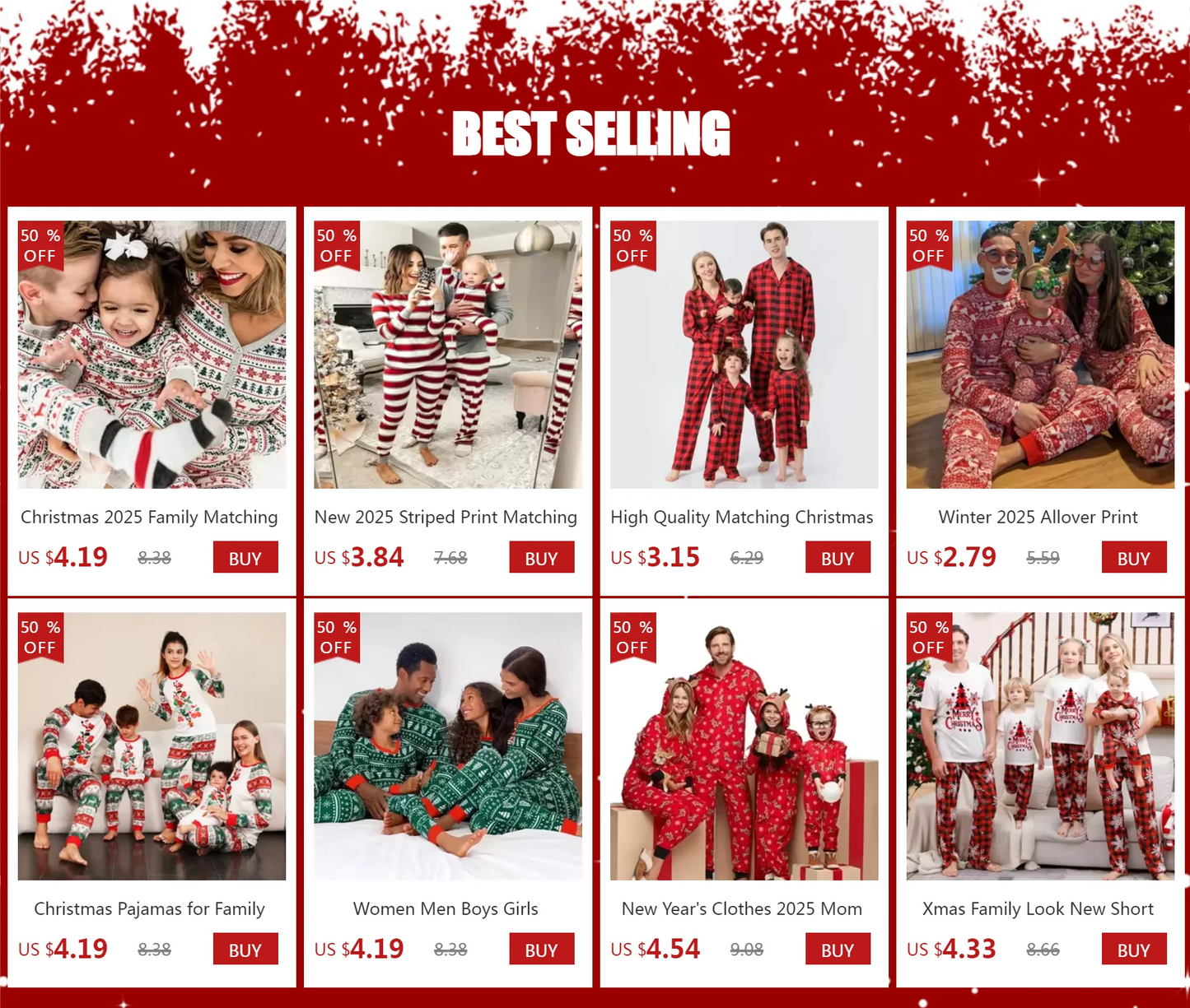 Christmas 2025 Family Matching Outfits Allover Print Mom Dad Kids 2 Pieces Pajamas Set Sleepwear Baby Romper Xmas Look Pyjamas