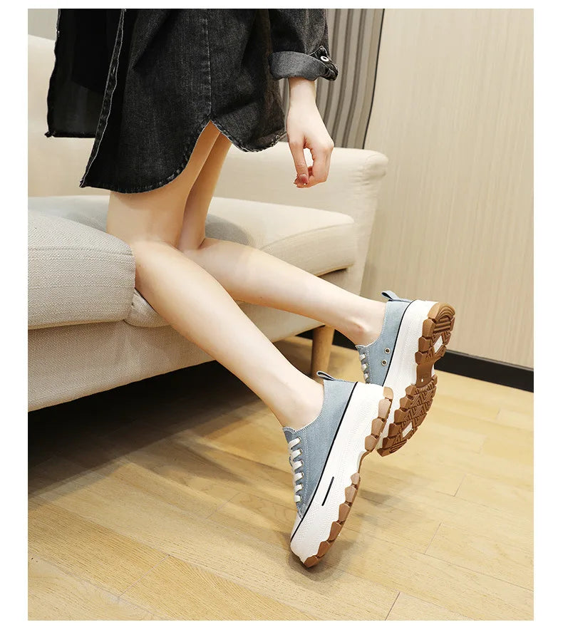 Classic Canvas Shoes Female Fashion Sneakers Women Thick Bottom Plate Shoes Heightening Casual Women's Shoes Zapatos De Mujer