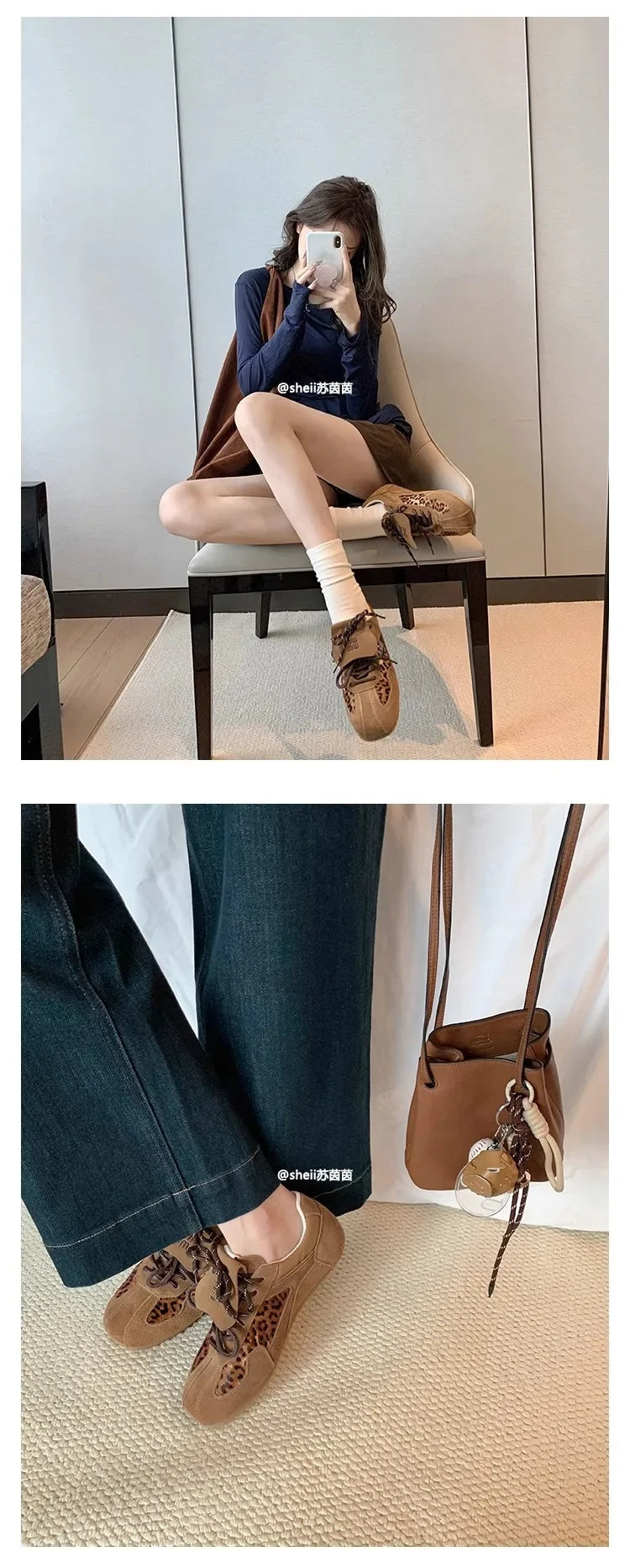 Sheii Retro Leopard Print Mink Casual Sport Flip Cover Deqin Shoes Women Board Shoes Comfortable Breathable Summer Sneakers