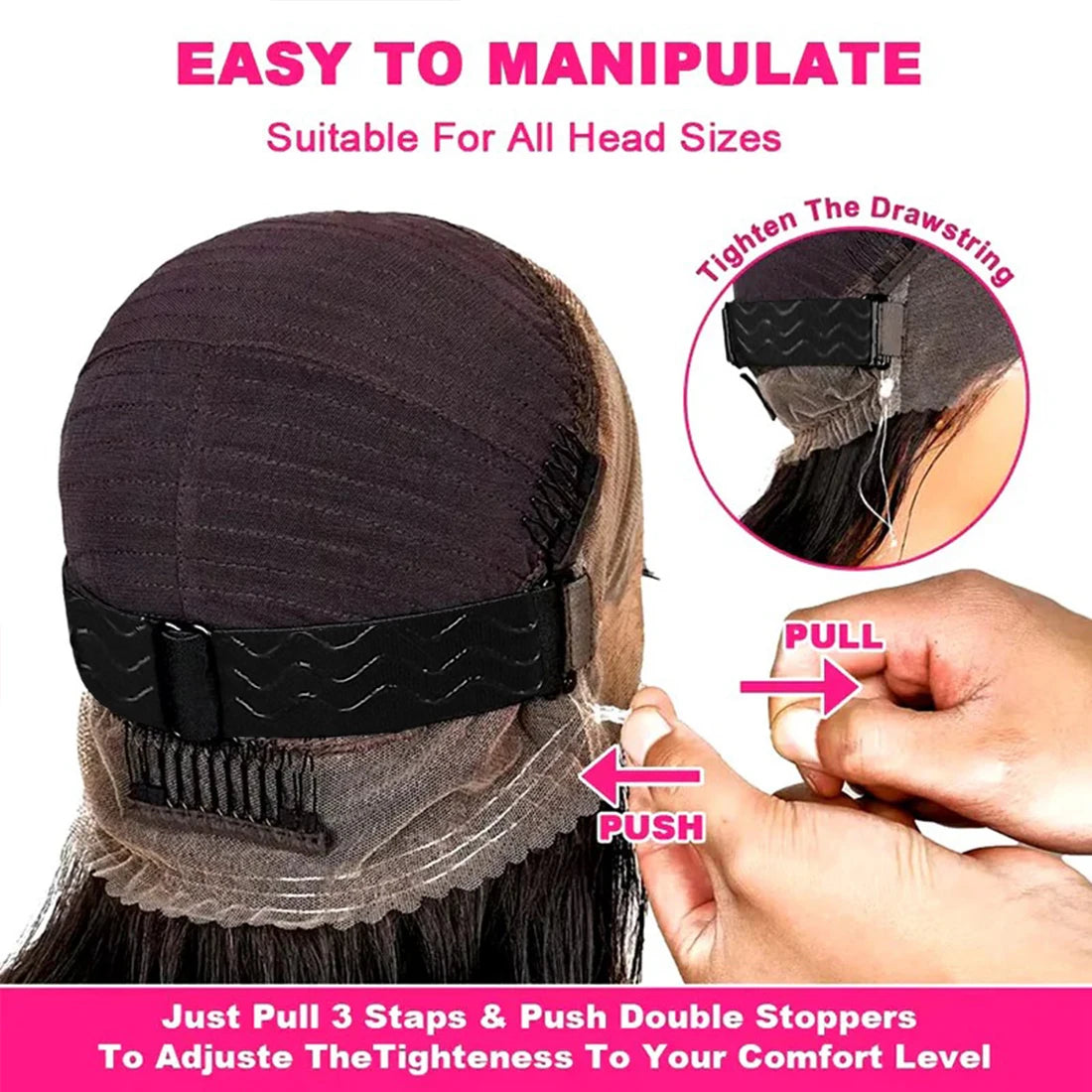 250 Density Invisi Strap 360 Full HD Lace Frontal Kinky Curly Wig Black Human Hair Drawstring Snug 30 inch Water Wig Glueless