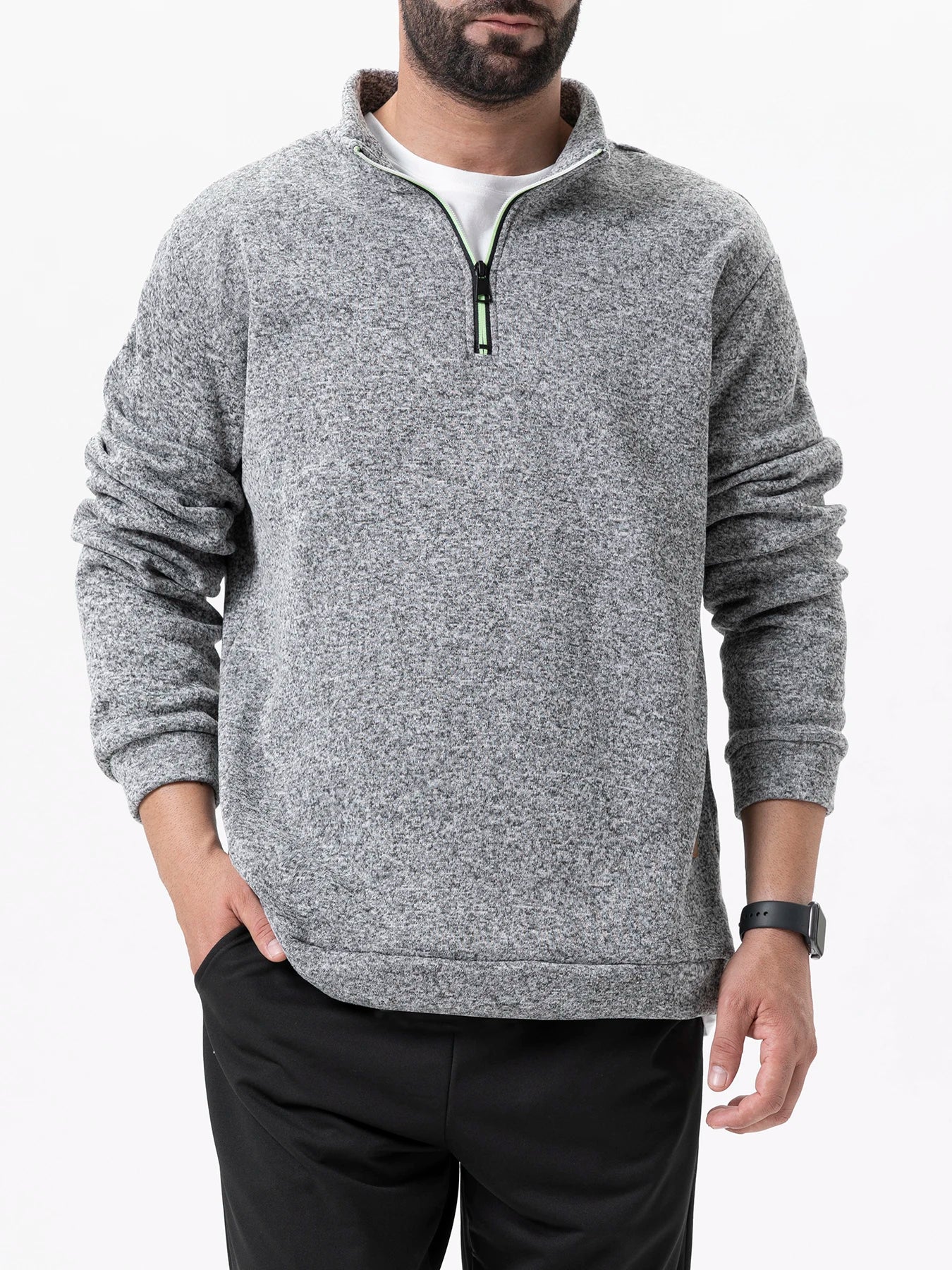 Autumn Men's Stand Collar Pullovers Slim Fit Warm Solid Color Half Zipper Long Sleeve Sweater Men's Casual Sweatshirts Top