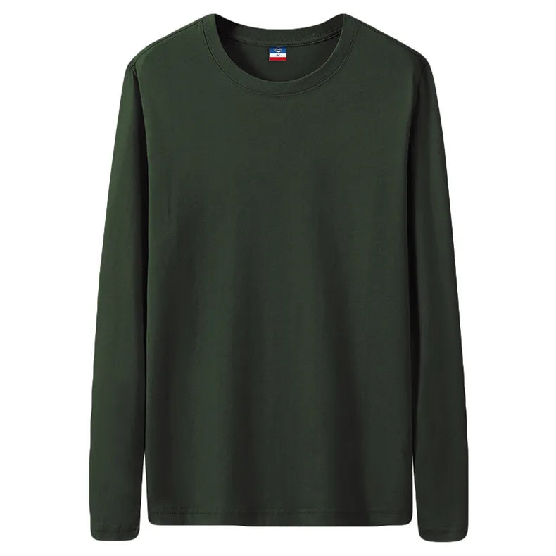 Fast Delivery T-Shirts Men Long Sleeves Tee Tops Male Autumn Plain Cotton Tshirts Plus Size 4XL 5XL Undershirts Man Clothing