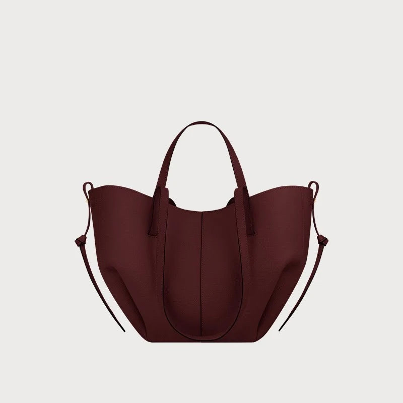 Women's large capacity leather hand-held wing bag, pleated underarm tote bag, casual and fashionable one shoulder underarm bag