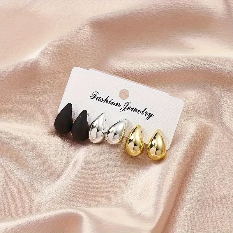 Vintage Elegant Teardrop Stud Earring Set Chic Simple Fashion Lightweight Earrings  for Women Daily Wear Party Jewelry Gift 2025