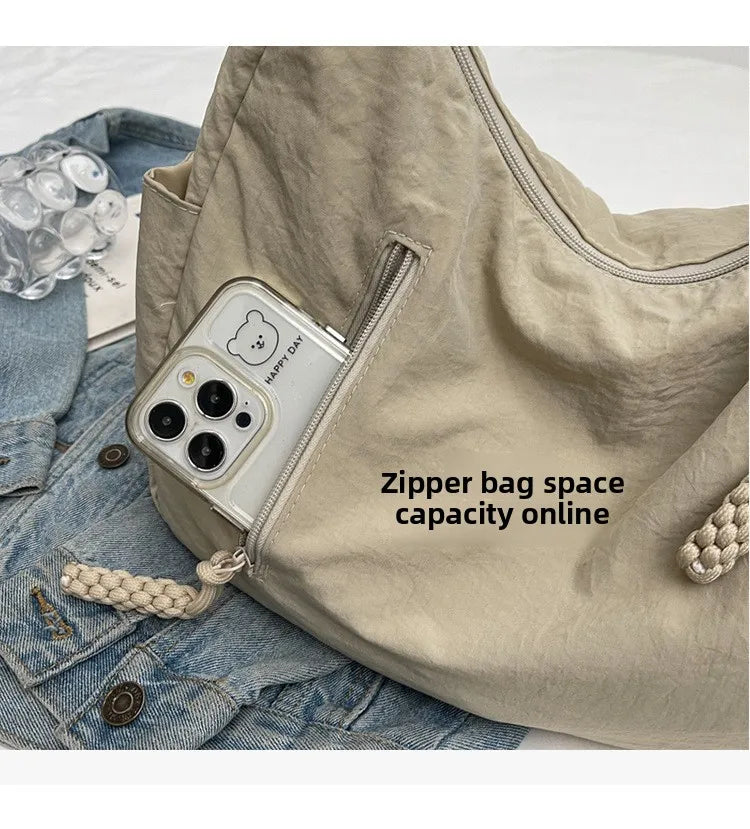 Trendy Women's Soft Cloth Shoulder Bag Solid Color Student 2025 Spring Y2k Casual Style Big Handbags Crossbody Bags for Women