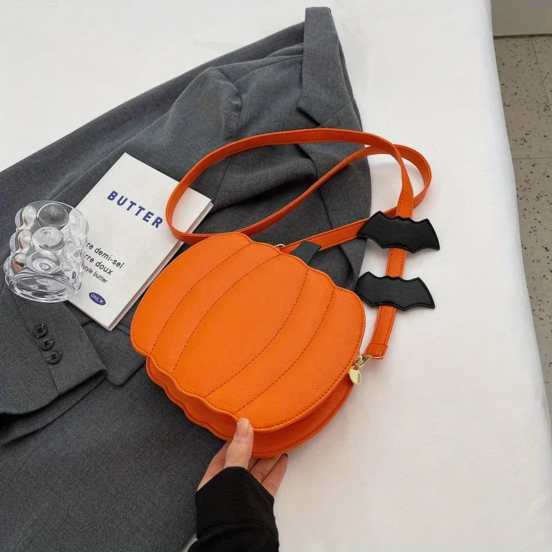 Enchanting Halloween Pumpkin Bag Devilish Style with Ghost Skull Accent Fashion Purse for Women & Girls