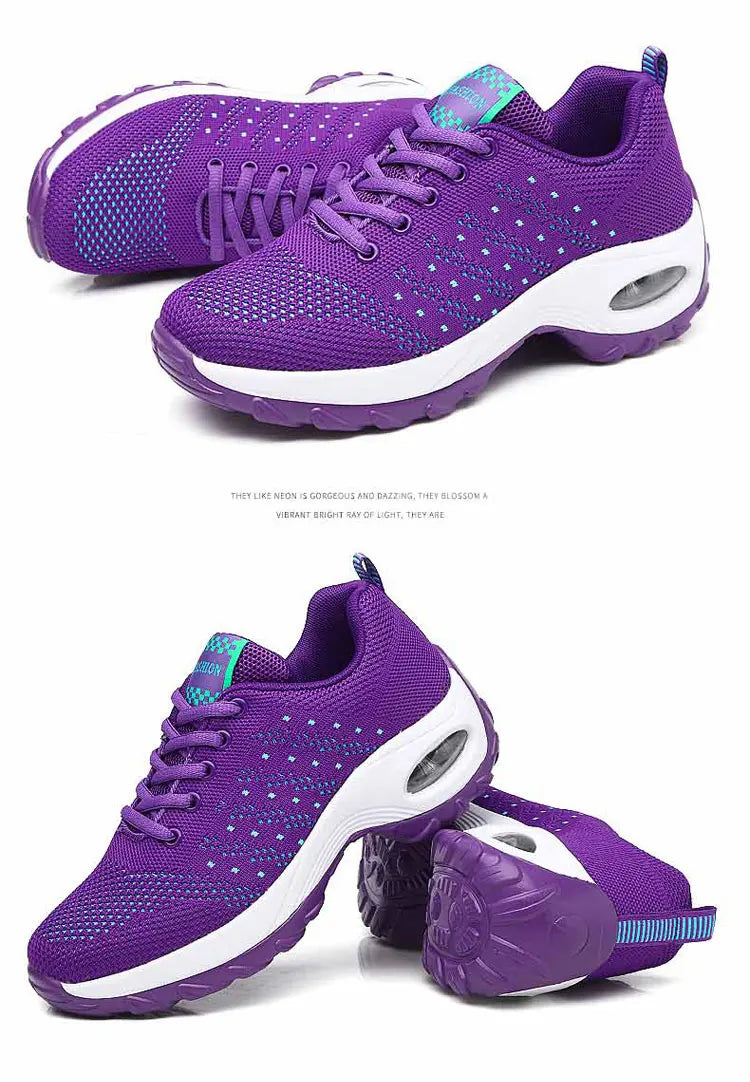 New Running Shoes Ladies Breathable Sneakers Summer Light Mesh Air Cushion Women's Sports Shoes Outdoor Lace Up Training Shoes
