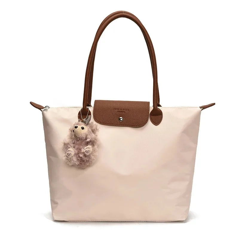 Eco-Friendly Dumpling Shape Tote Bag Versatile Ladies Handbag Single Shoulder Slant Cross Commuter Bag Soft Canvas Square Shape