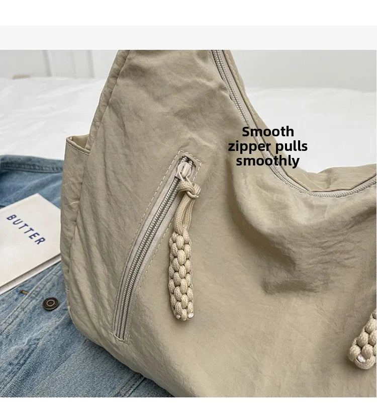 Trendy Women's Soft Cloth Shoulder Bag Solid Color Student 2025 Spring Y2k Casual Style Big Handbags Crossbody Bags for Women