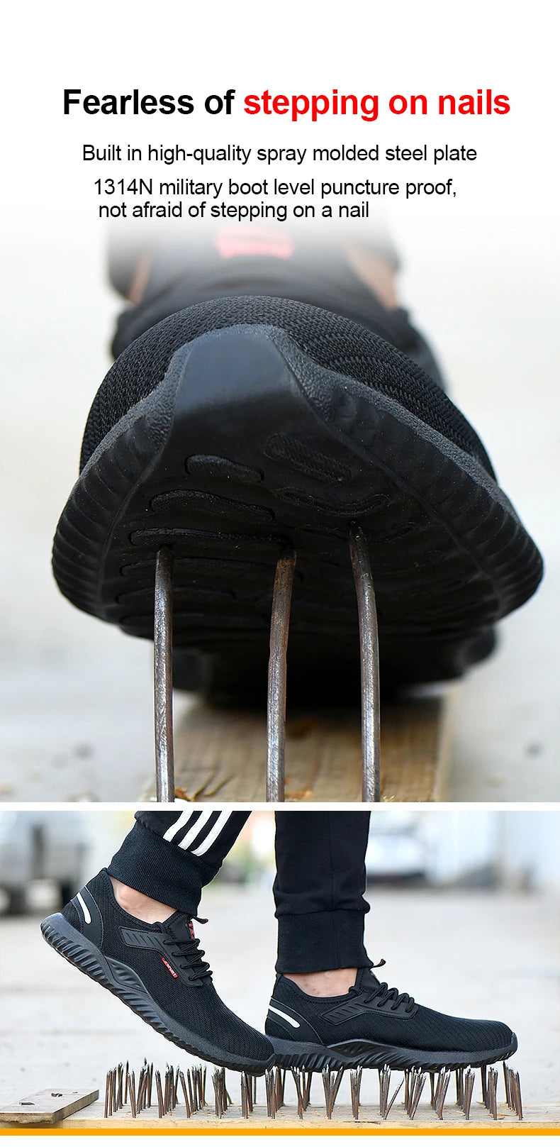 Work Sneakers Steel Toe Shoes Men Safety Shoes Puncture-Proof Work Shoes Boots Fashion Indestructible Footwear Security