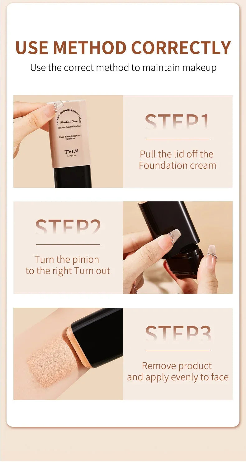 TVLV eraser foundation make-up stick 20g, with brush to brighten skin liquid foundation, long-lasting makeup concealer