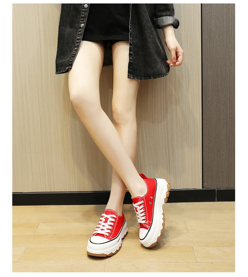 Classic Canvas Shoes Female Fashion Sneakers Women Thick Bottom Plate Shoes Heightening Casual Women's Shoes Zapatos De Mujer