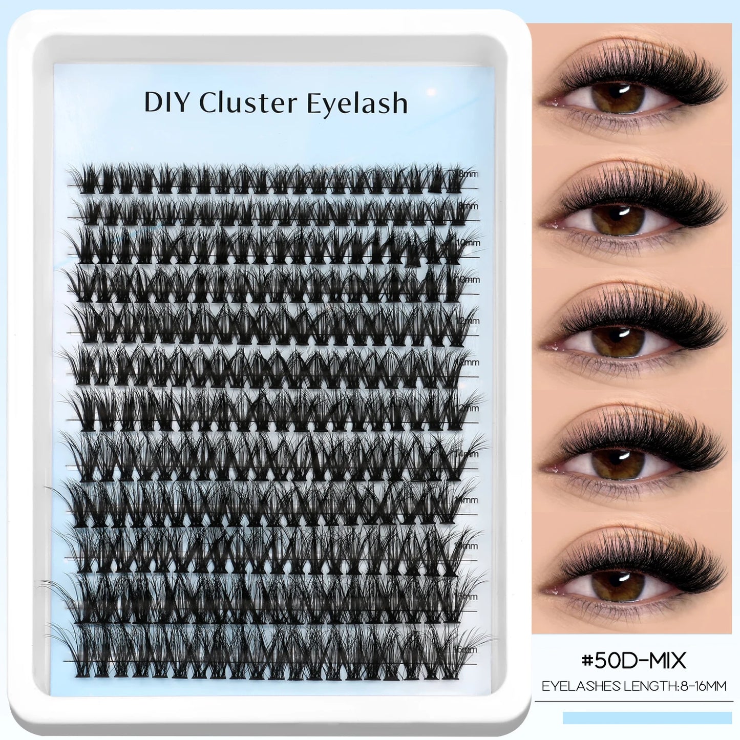 GROINNEYA Lashes Clusters Faux Mink Lashes Eyelash Extension Voluminous Fluffy Wispy Cat Eyelashes Eyelashes Clusters Makeup