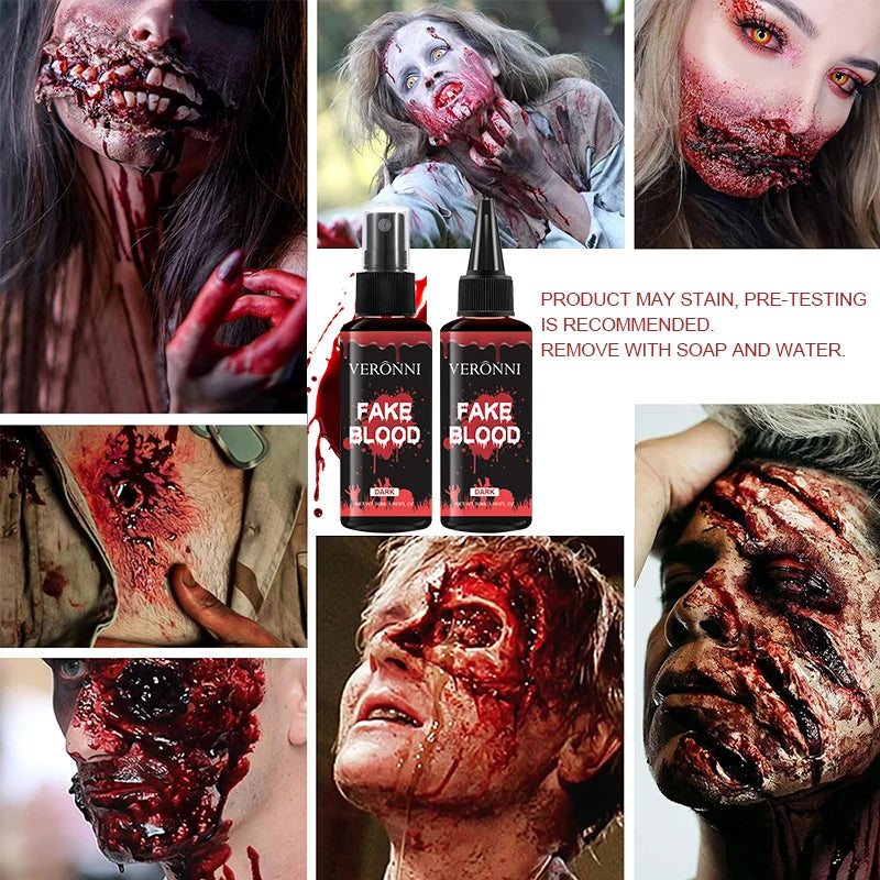 Realistic Fake Blood Gel Non-Toxic Long-Lasting SFX Makeup with Clotted Blood Texture for Halloween Party Vampire Zombie Monster